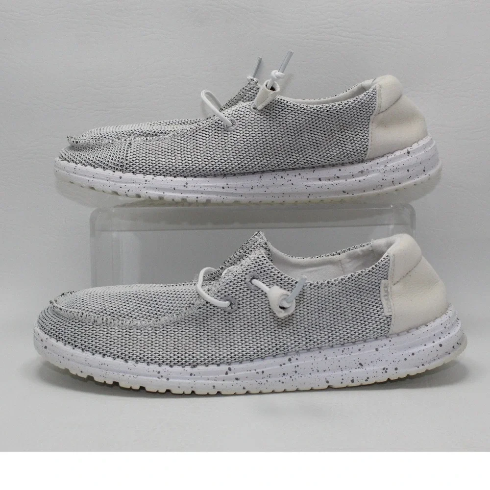 Hey Dude Wendy Sox Stone White Speckled Slip On Loafers Shoes Womens 8 121410705
